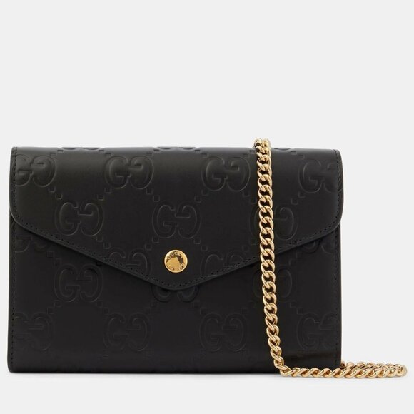 Gucci GG leather wallet on chain New with Box - Picture 1 of 12